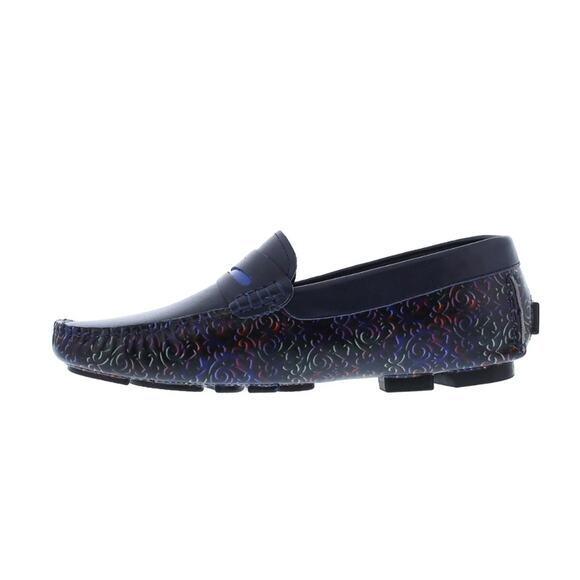 Robert Graham Bovina Men Driver Shoes Size 11.5 Navy Blue Leather Slip-On New - Picture 3 of 8